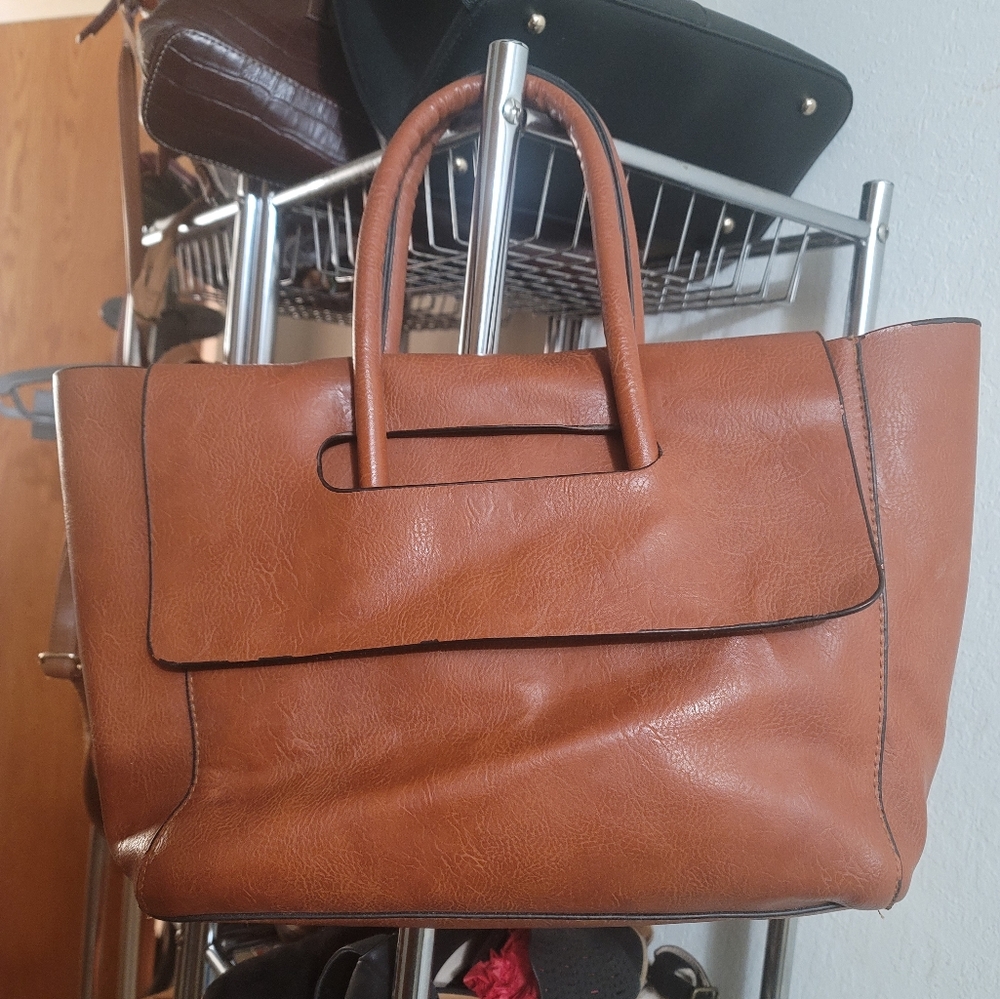 Ivy & Fig Brown/Dark Tan Leather Tote Bag